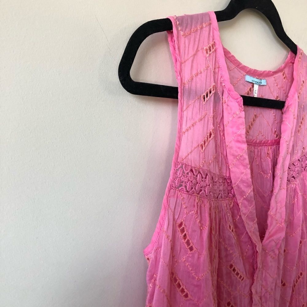ANTHROPOLOGIE Leifnotes Andie Eyelet Pink Top - Picture 8 of 10